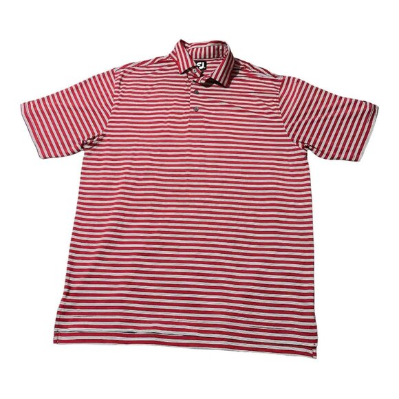 FootJoy Other - FootJoy Polo Shirt Mens Large Red White Striped Golf Performance Short Sleeve